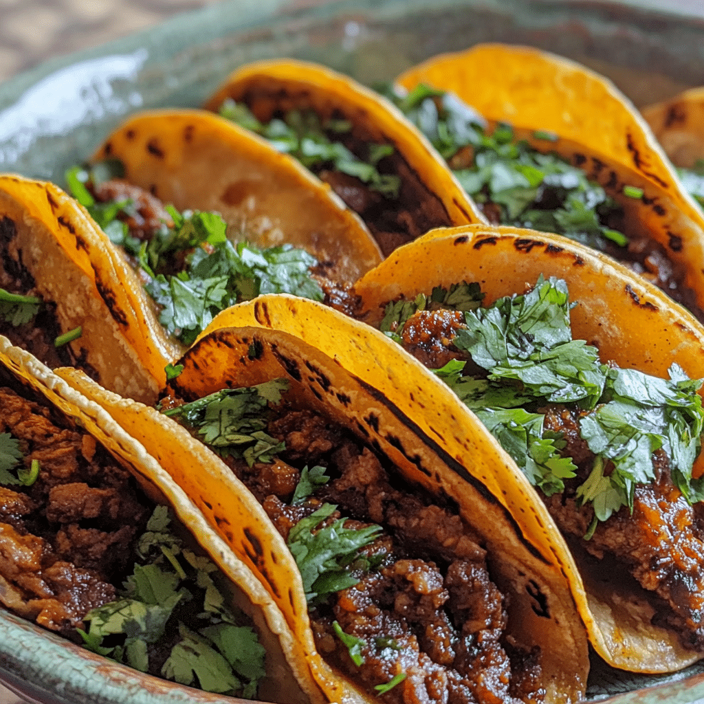 Homemade Birria Tacos in a bowl with rich texture and natural daylight