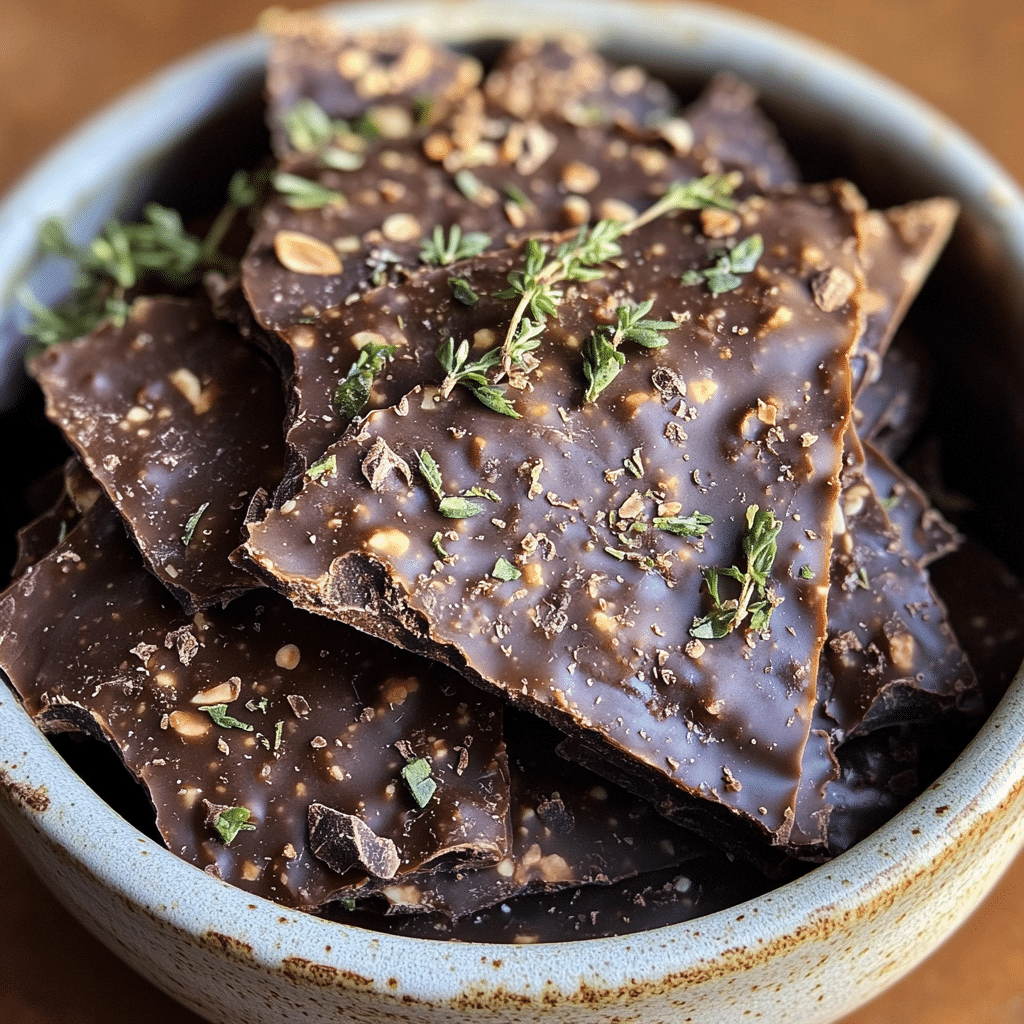 Homemade Chocolate Date Bark in a bowl with rich texture and natural daylight